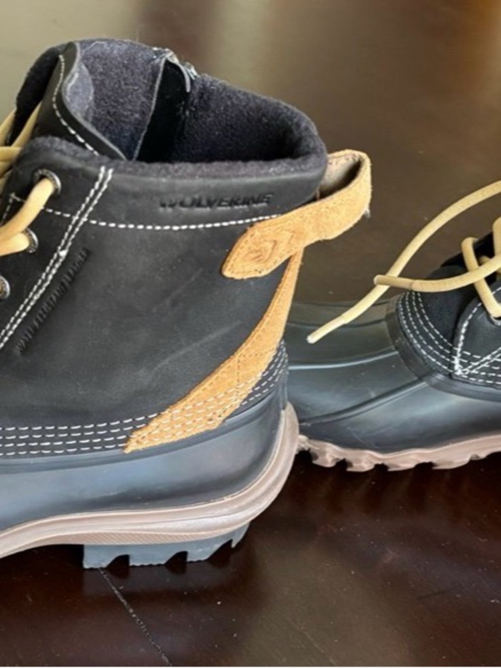 Wolverine Women Black and Brown Lace-Up Waterproof Boots